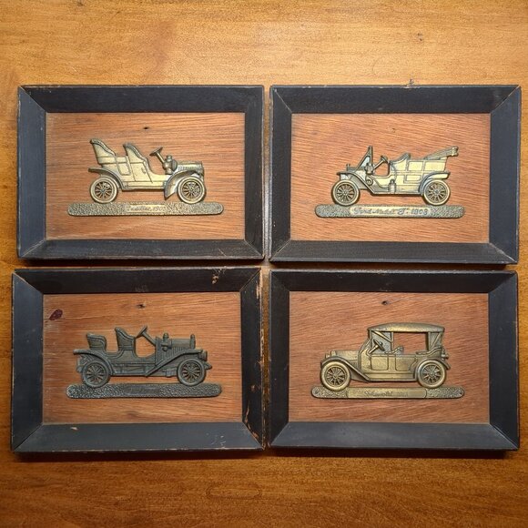 Other - Vintage Brass Car Wall Pictures